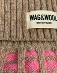 WAG&WOOL メリノラムウールドッグジャンパー ピンクチェック